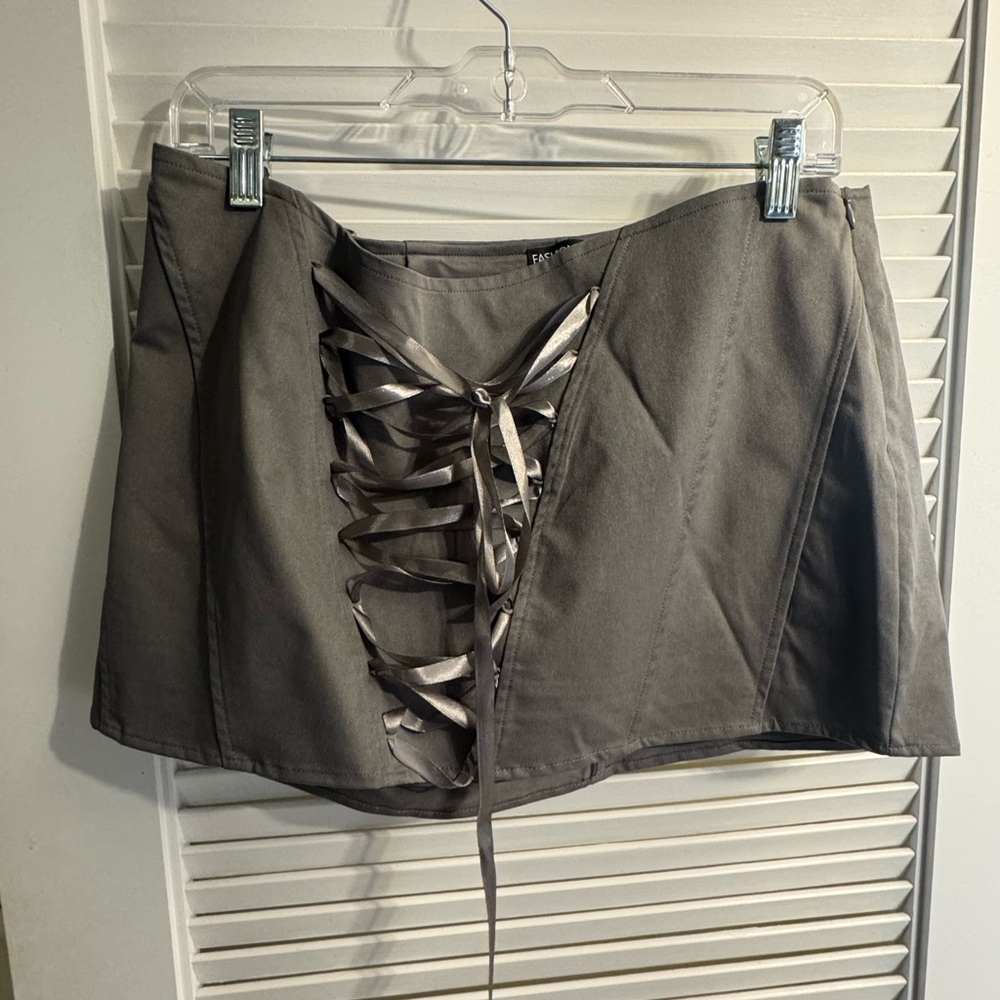 3/$25 Gray Lace-Up Mini Skirt